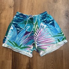 Vtg 80s Trim Cotton Shorts Womens Hawaiian Magnum PI Floral Graphic Surf Large