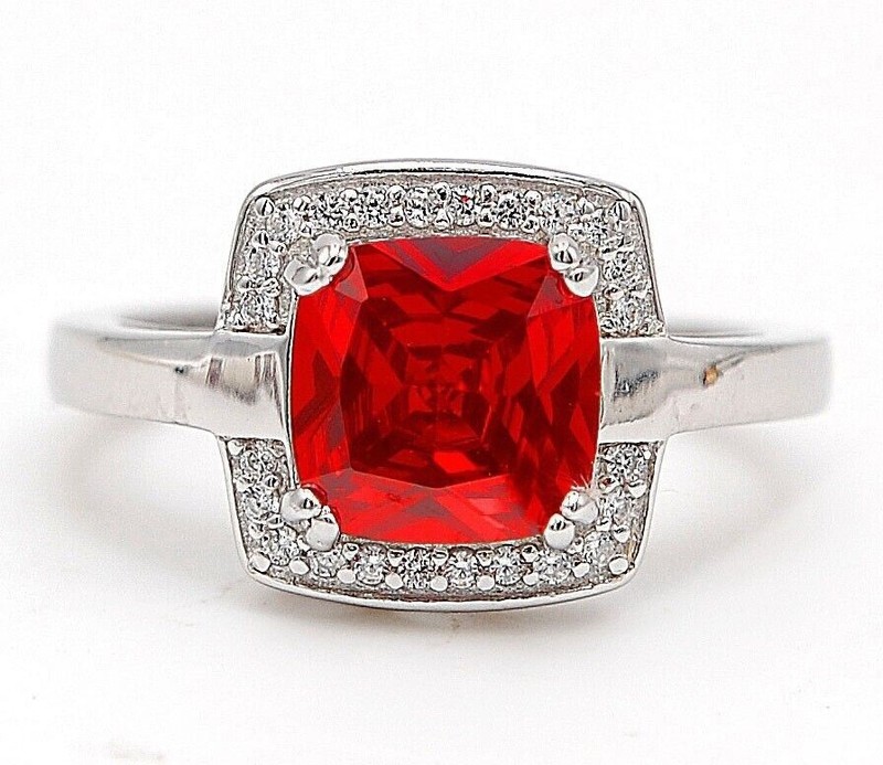 3CT  Fire Garnet 925 Solid Sterling Silver Ring Jewelry Sz 8 U1-7