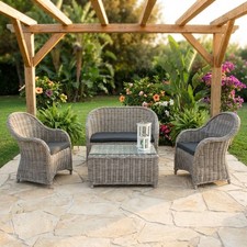 Salotto da Giardino con Divano 2 Posti 2 Poltrone Tavolino Grigio Vivagarden