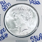 1922 BU UNCIRCULATED SILVER PEACE DOLLAR AUTHENTIC U.S. MINT FREE SHIPPING 5868