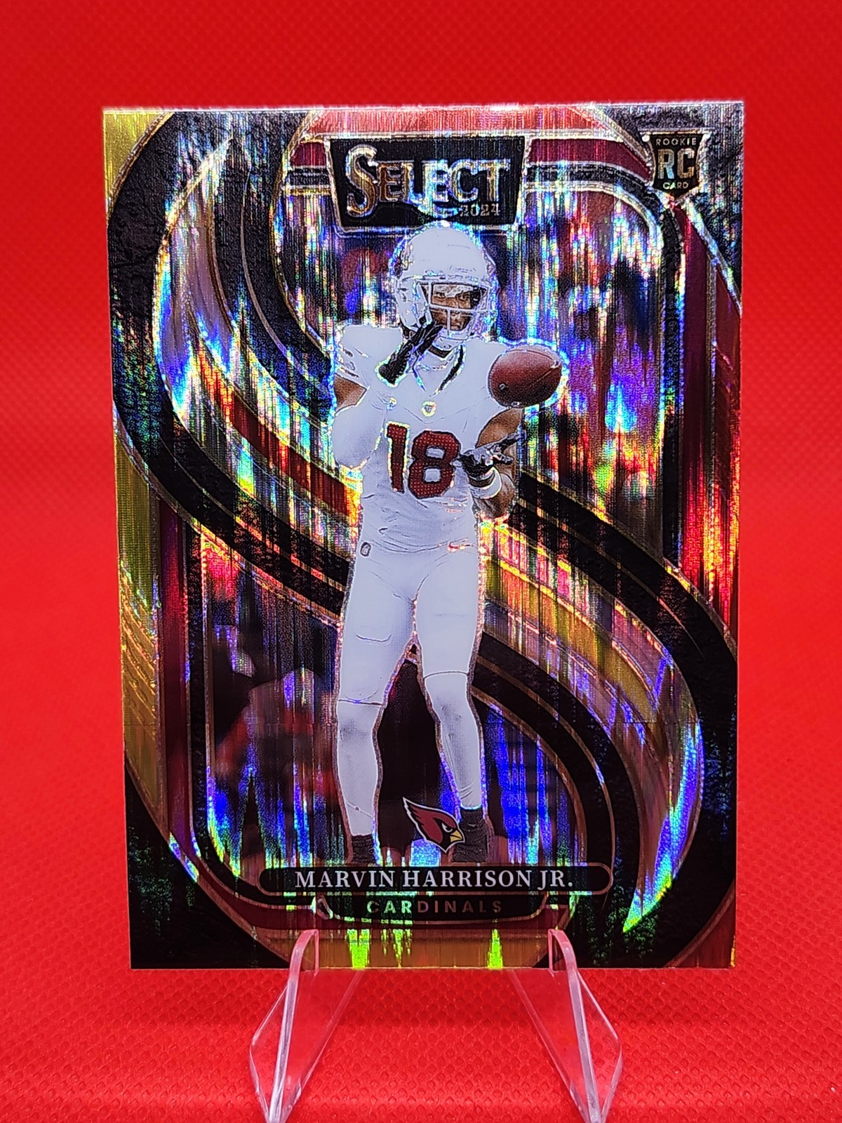 2024 Panini Select Premier Level Marvin Harrison Jr. Red & Yellow Shock Prizm RC
