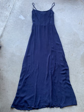 Reformation Double Layer Maxi Dress High Slit Navy Blue Size 12 Removable Straps
