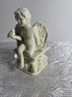 Vtg White/Cream Cherub And Bird - 6 inch Porcelain Figurine - Mint Condition