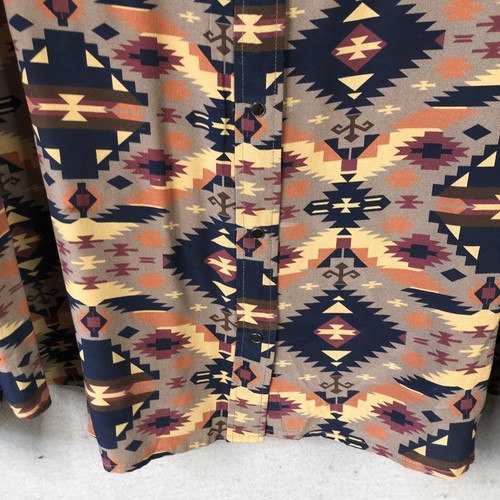 Ryan Michael Shirt Mens 2XL Multicolor Silk Pearl Snap Southwestern Long Sleeve - Picture 12 of 17