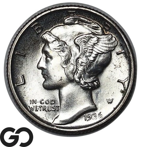 1936 Mercury Dime Gem BU++