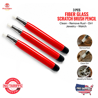 #ad 3 Fiber Glass Scratch Brush Pencil Clean Remove Rust Dirt Jewelry Watch TOOLS $10.56