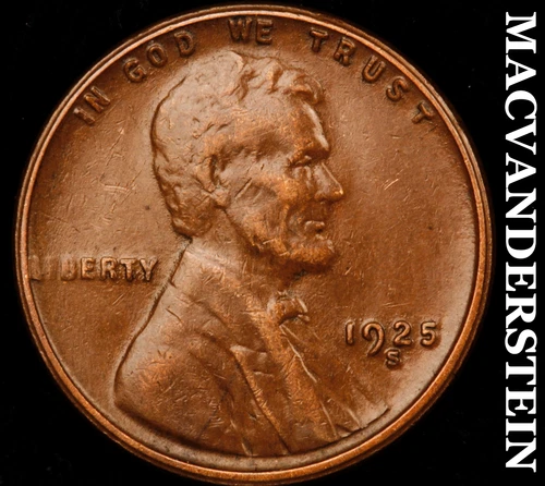 1925-S Lincoln Wheat Cent-Extra Fine Semi Key Better Date No Reserve #i1066