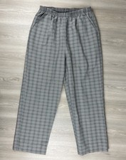 Vintage Haband Womens Elastic Waist Black Red Gingham Plaid Pull On Pants Sz 12
