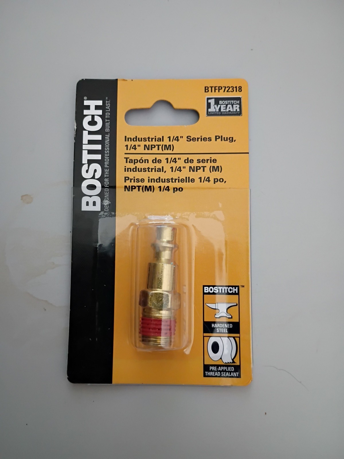 Bostitch BTFP72318 Hose Plug, Industrial 1/4 in MNPT, Steel, Plated