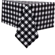  Checkered Vinyl Rectangle 78" x 54" (Rectangular) Black and White Checkered