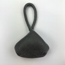 Metal Beaded Mesh Triangle Top Handle Evening Bag Clutch Wristlet