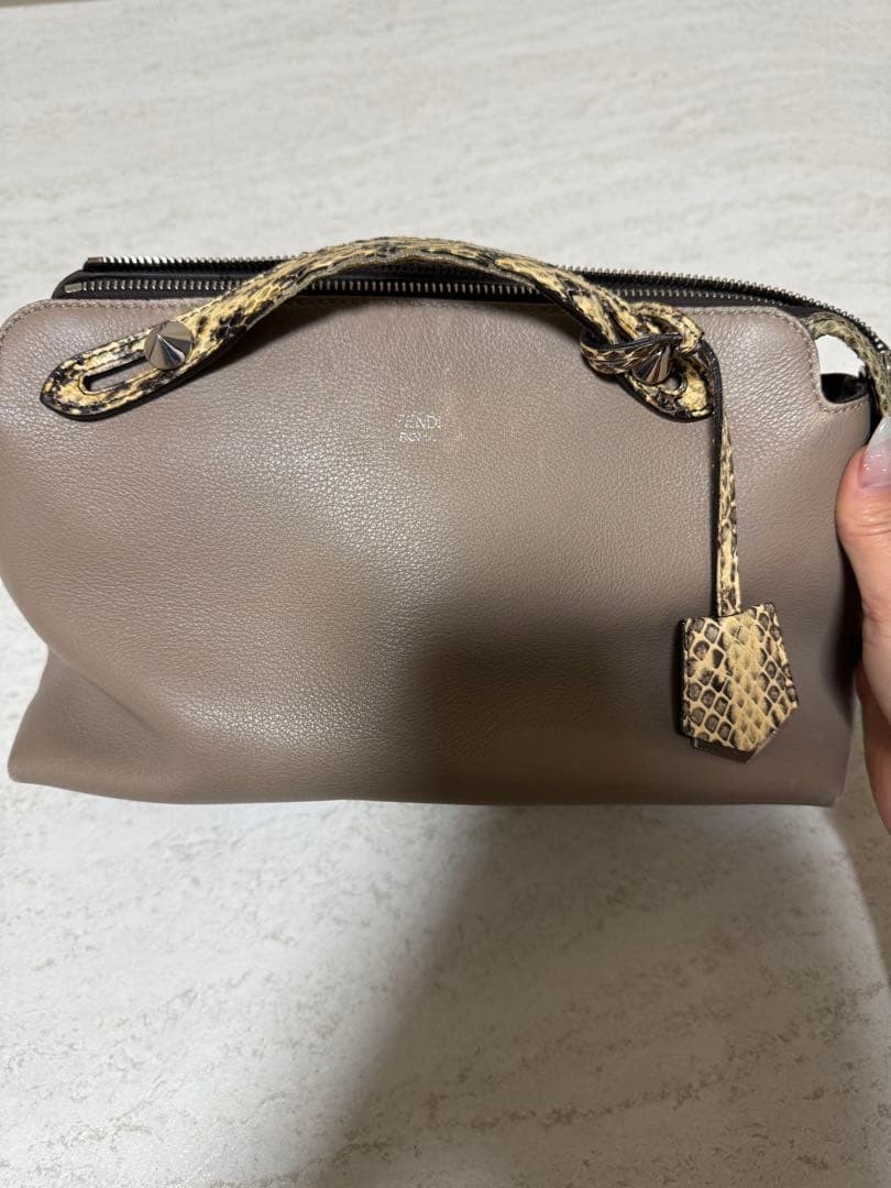 Fendi Vitheway Python Shoulder Bag Beige Greige M… - image 1