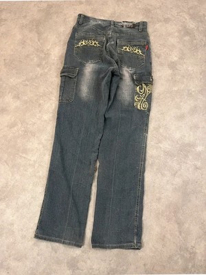 Vintage y2k japanese denim M Bestickt Cargo Jeans Herren Hose Baggy