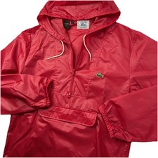 Vintage Izod Lacoste Jacket Men Sz S Red Windbreaker Pullover Anorak 80s 1/2 Zip