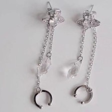 Vivienne Westwood HENRIETTE Drop Earrings Gunmetal Feminine Necklace Chain Set