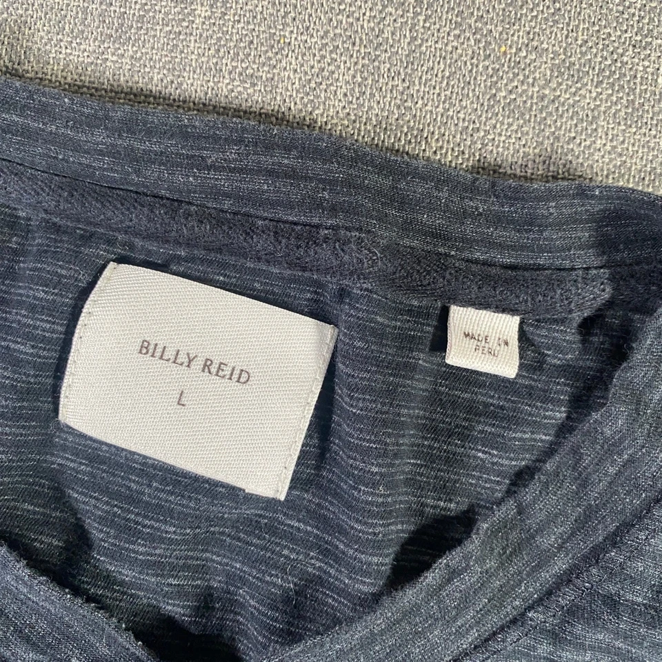 Camisa Henley Grande a Rayas Manga Larga Informal Billy Reid Para Hombres Foto 3 de 4