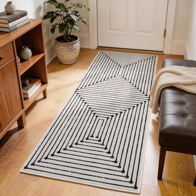 Yihouse 2X6 Kitchen Runner Rug Non Slip Washable Black And White Striped Rug
