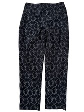 Talbots Stretch Black White Flat Front Straight Leg Stitched Pants Women's 14