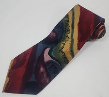 Vintage J Jerry Garcia Abstract Multicolor Tie 100% Silk 56"x3.75" Made In USA