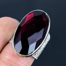 Mozambique Garnet Handmade 925 Sterling Silver Jewelry Ring US Size 7