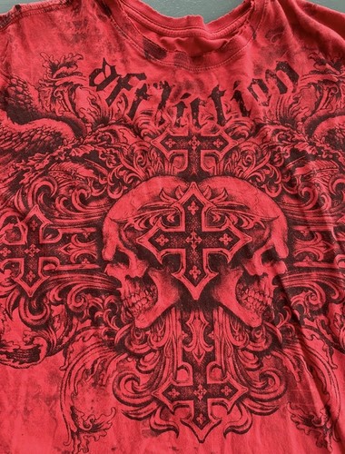 Affliction Vintage Fedor v Barnett Trilogy Shirt Rarität Large rot MMA UFC AOP - Bild 2 von 5