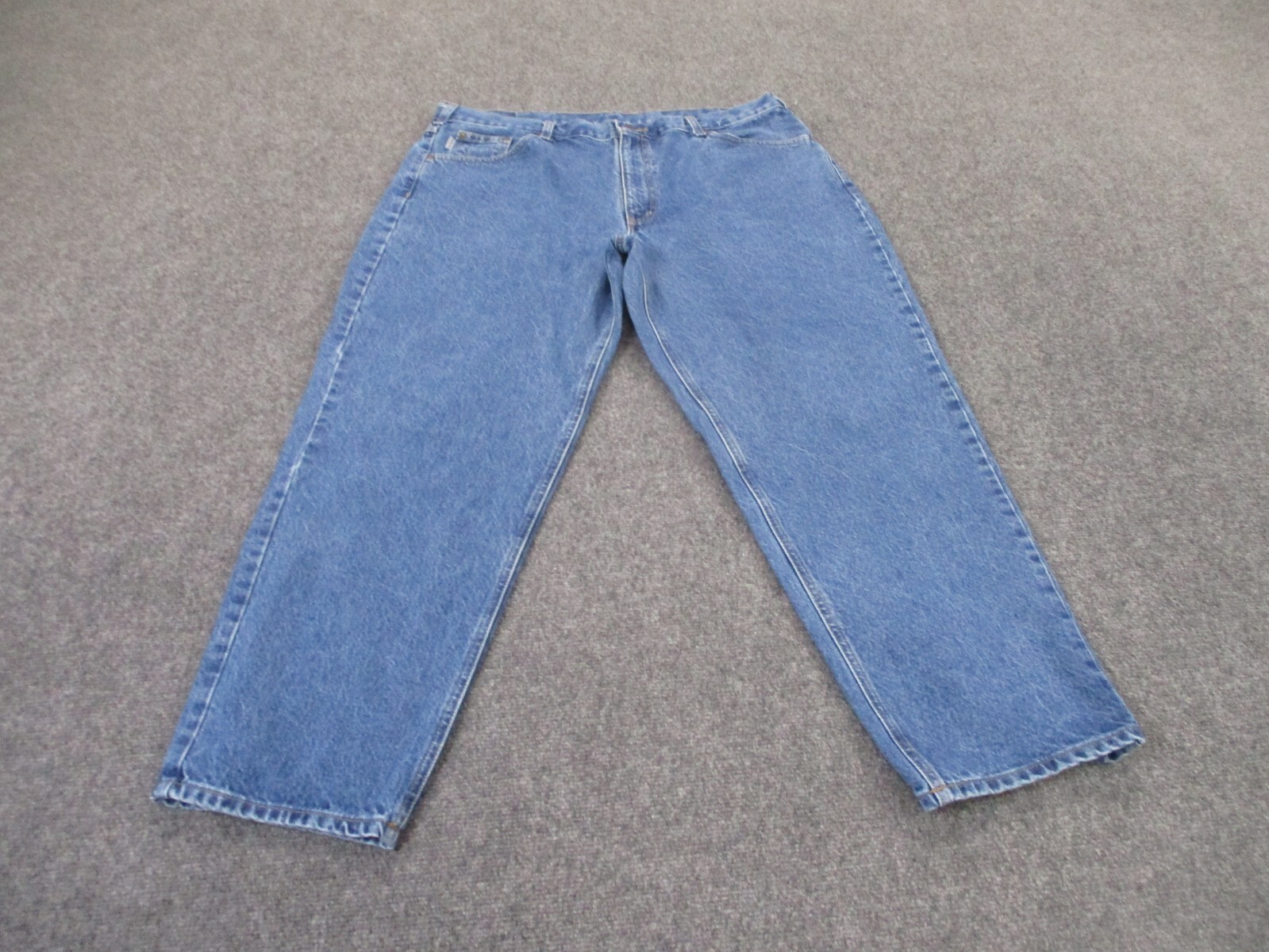Carhartt Jeans Men 42 X 30 Blue Denim Straight Wide Leg Workwear Country Adult