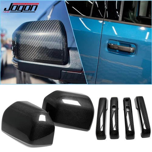 Real Carbon Fiber Mirror Caps & Door Handle Trim For Ford F150 Raptor 2015-2020
