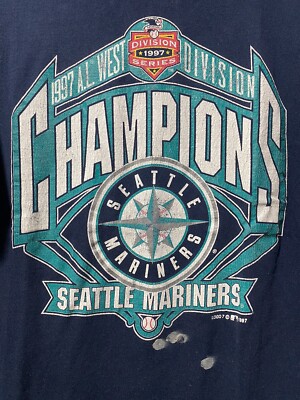 Seattle Mariners 1997 AL West Division Champions MLB Vintage Vtg T-Shirt  LARGE