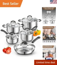 Professional 10-Piece Stainless Steel Cookware Set - Induction Compatible
