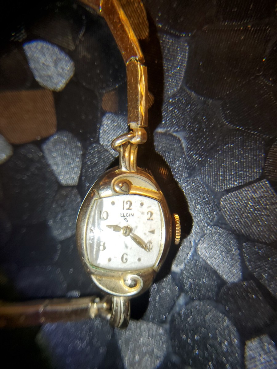 Vintage Womens Elgin Watch 10k RGP Bezel Stainless Steel Back