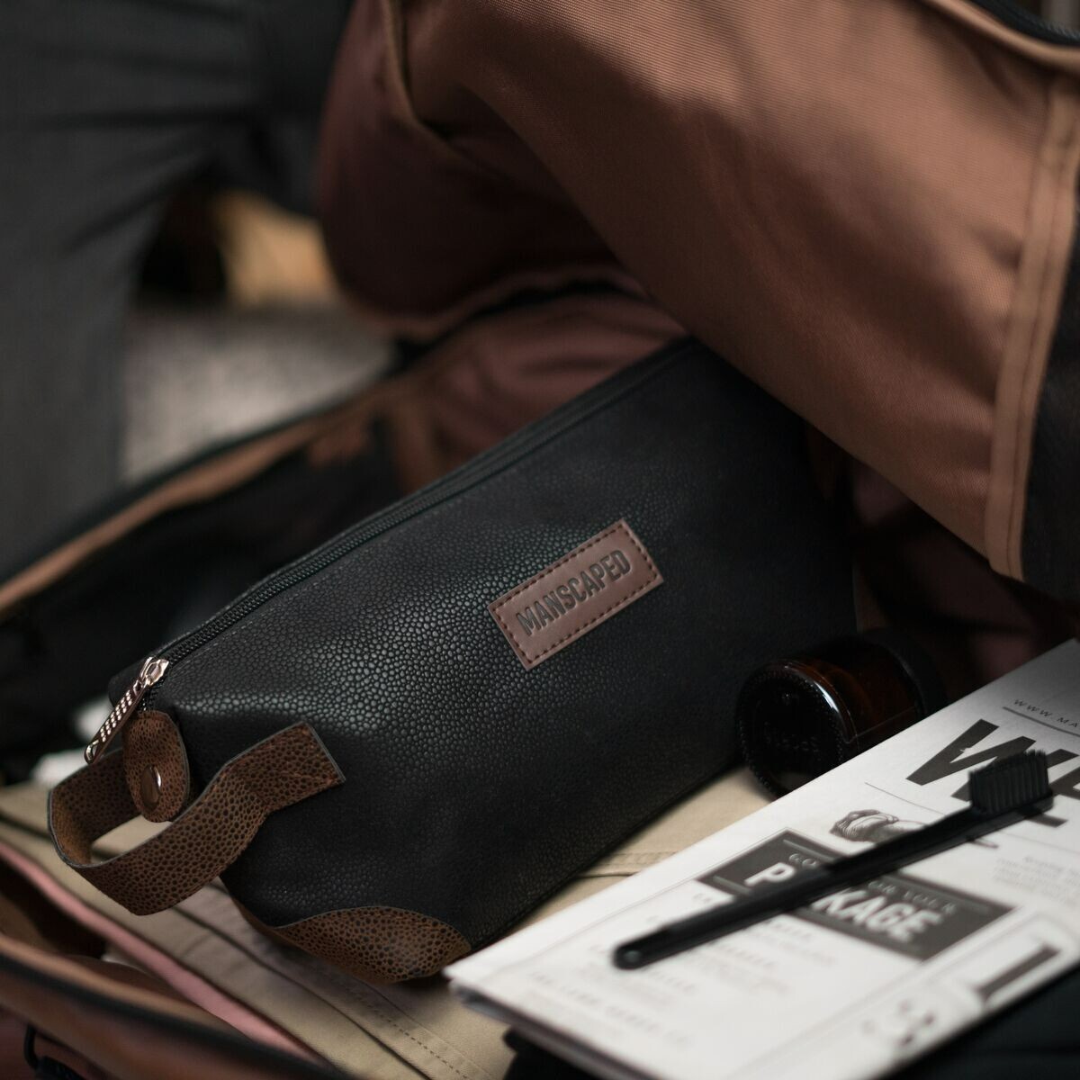 MANSCAPED® The Shed Men's Premium Quality Toiletry Bag, PU Leather Dopp Kit