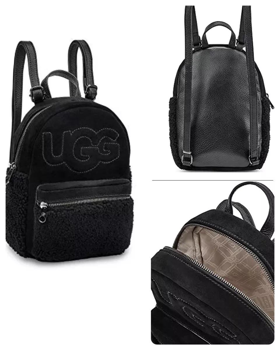 UGG Dannie II Mini Backpack Sheep Skin Suede Leather Black NWT