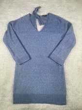 American Eagle Women's Chunky Knit Keyhole Tie Sweater Dress Size Large Blue