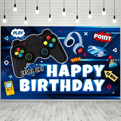 Video Game Birthday Decorations, 71'' x 43'' Gamer Backdrop Video Game Backdrop