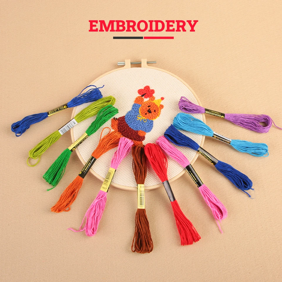 50-300 Coloured Egyptian Cotton Embroidery Cross Stitch Thread Floss Hand Skeins - image 4 of 4