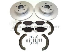MERCEDES C220 CDi C230 C250 C280 REAR 2 BRAKE DISCS & PADS & SHOES FITTING KIT