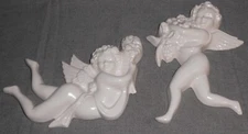 Set (2) Santa Anita Ware CALIFORNIA ART POTTERY Cherub Wall Hangings