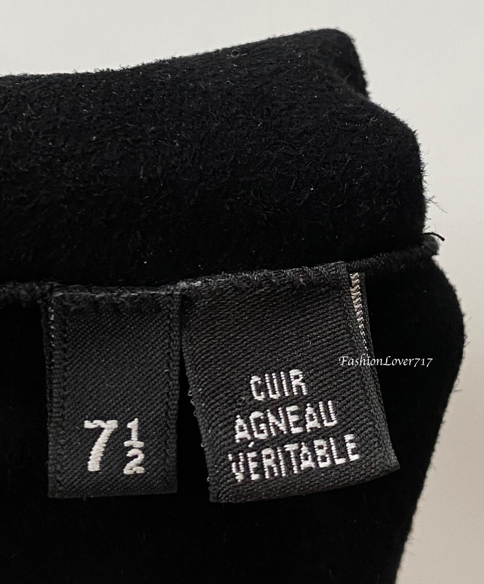 CHANELグローブ $2465 CHANEL 08A BLACK LEATHER FINGERLESS SILVER CHAIN