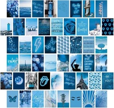 Blue Wall Collage Kit Aesthetic Pictures,Wall Art Posters for Teen Girls Room or
