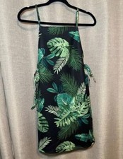 ASOS Mini Dress With Lace Up Eyelet Waist In Tropical Palm Print - US 0