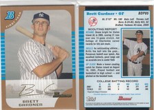 2005 Brett Gardner Bowman Draft GOLD ROOKIE Parallel Thick #85 - Yankees RC