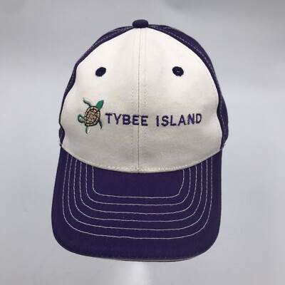 Vintage Tybee Island Georgia Baseball Cap - Retro Adjustable Purple Turtle Hat