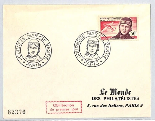 FRANCE FDC Aviation *Maryse Bastie* PILOT 1955 First Day Cover AVIATRIX  RF42