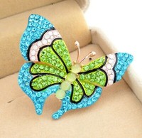 Brosche/ Anstecknadel Schmetterling Bunt,GrüN Blau,Strass,4,5 X 4 Cm Neu