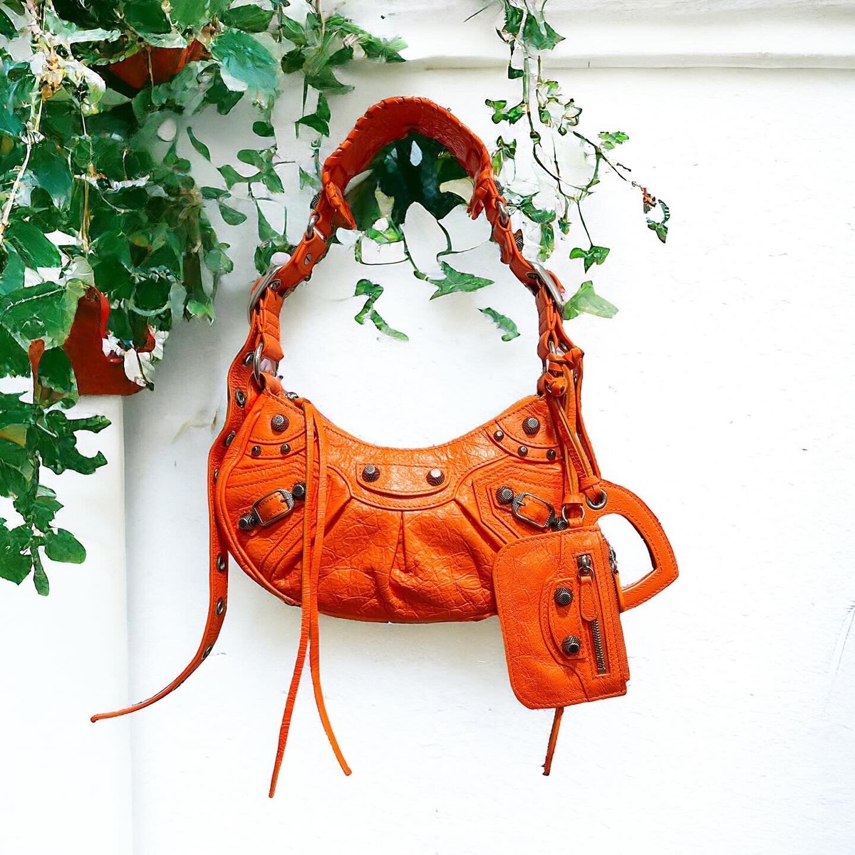 Balenciaga Le Cagole XS Neon Orange Arena Leather Shoulder Balenciaga Le Cagole XS Neon Orange Arena Leather Shoulder