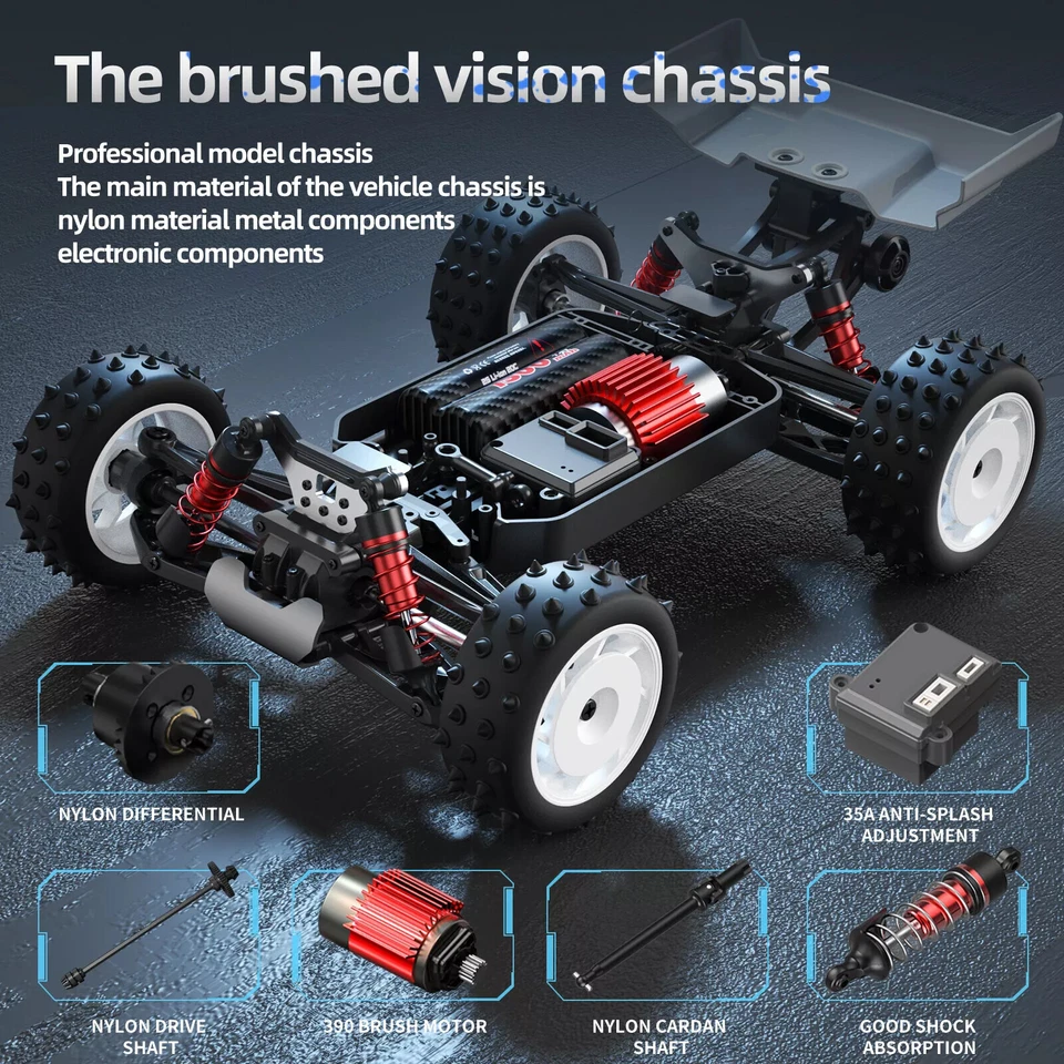 4WD 1:16 RC Car Remote Control High Speed 70KM/H Brushless Brushed Truck for Kid - Image 2 of 4