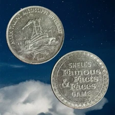 1968 Shell's Famous Facts & Faces Game, Mark Twain's Mississippi Riverboat t975