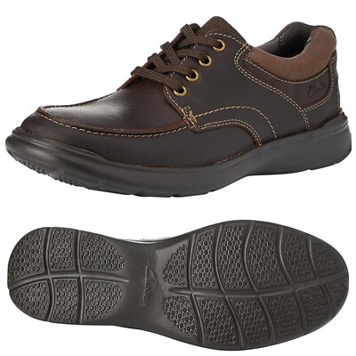Clarks Cotrell Edge BROWN OILED LEATHER Shoe Men WIDE-FIT