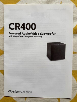 Boston Acoustics CR400 Audio/Video Subwoofer Owner's Manual - Original