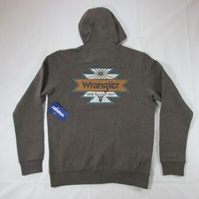 Wrangler Men's MD Long Sleeve Aztec Logo Graphic Full Zip Hooded Sweatshirt Brow